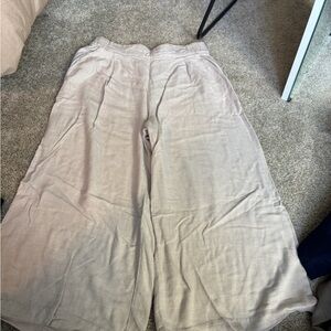 Wide-Leg Beige Pants